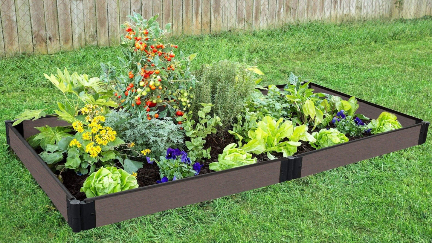 Tool-Free 4' x 8' Raised Garden Bed Raised Garden Beds Frame It All Weathered Wood 1'' 1