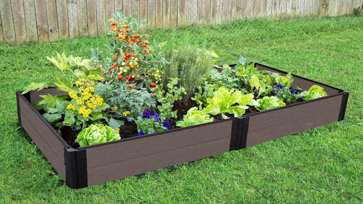 Tool-Free 4' x 8' Raised Garden Bed Raised Garden Beds Frame It All Weathered Wood 1'' 2