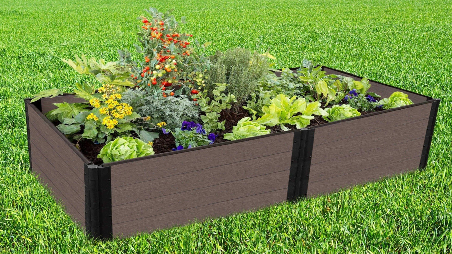 Tool-Free 4' x 8' Raised Garden Bed Raised Garden Beds Frame It All Weathered Wood 1'' 4