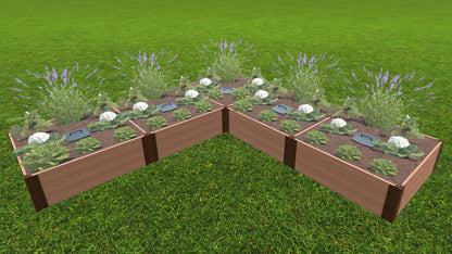 Tool-Free 'L-Shaped Keyhole Garden' - 12' x 12' Raised Bed Raised Garden Beds Frame It All Classic Sienna 1" 3 = 16.5"