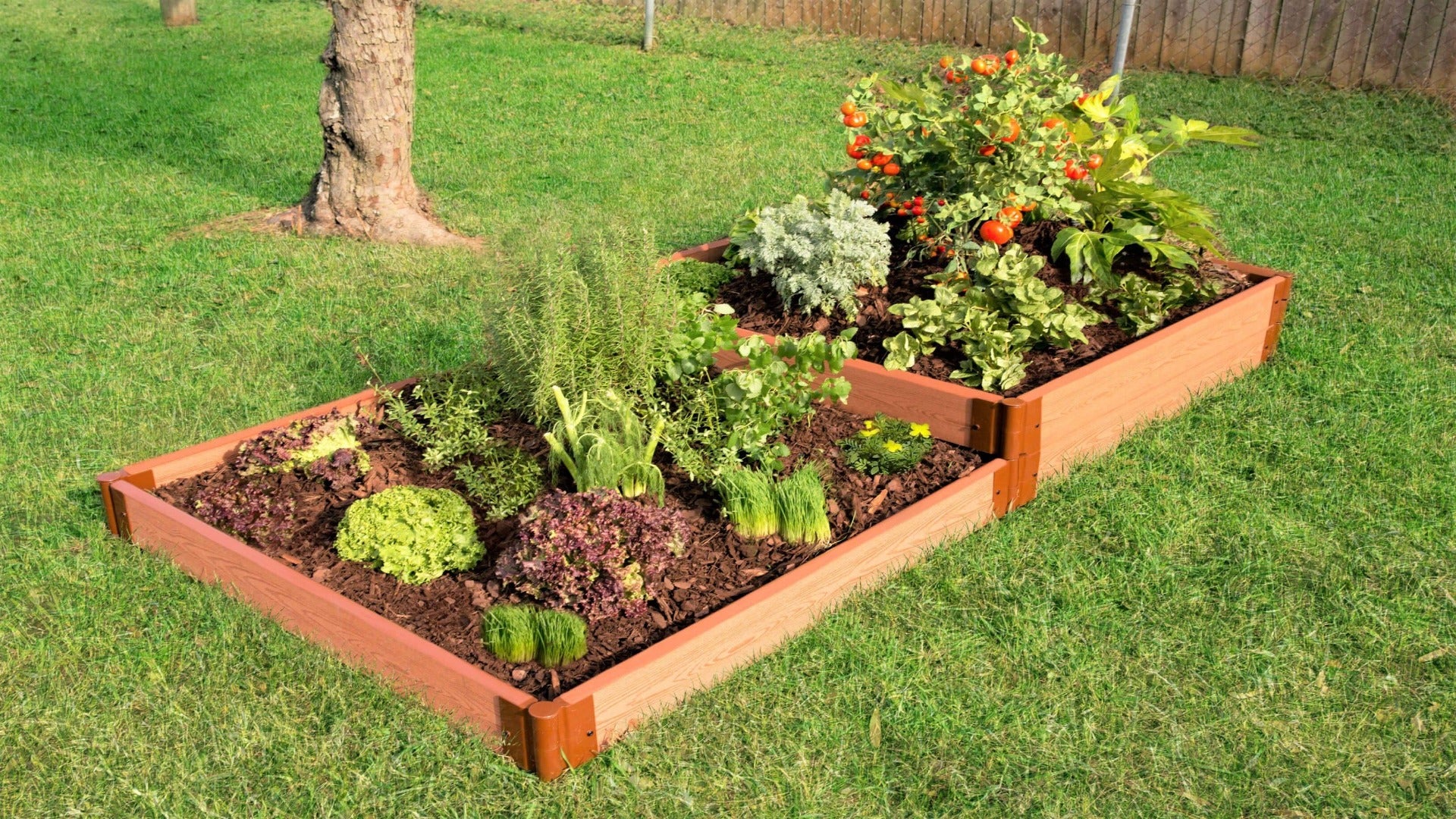 Tool-Free 'Stepper' - 4’ x 8’ x 11" Terrace Garden Raised Bed (Double Tier) Raised Garden Beds Frame It All Classic Sienna 2" 