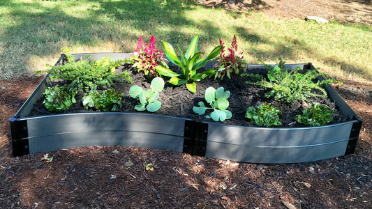 Tool-Free 'Wavy Navy' - 4' x 8' Raised Garden Bed Raised Garden Beds Frame It All Weathered Wood 1" 2 = 11"