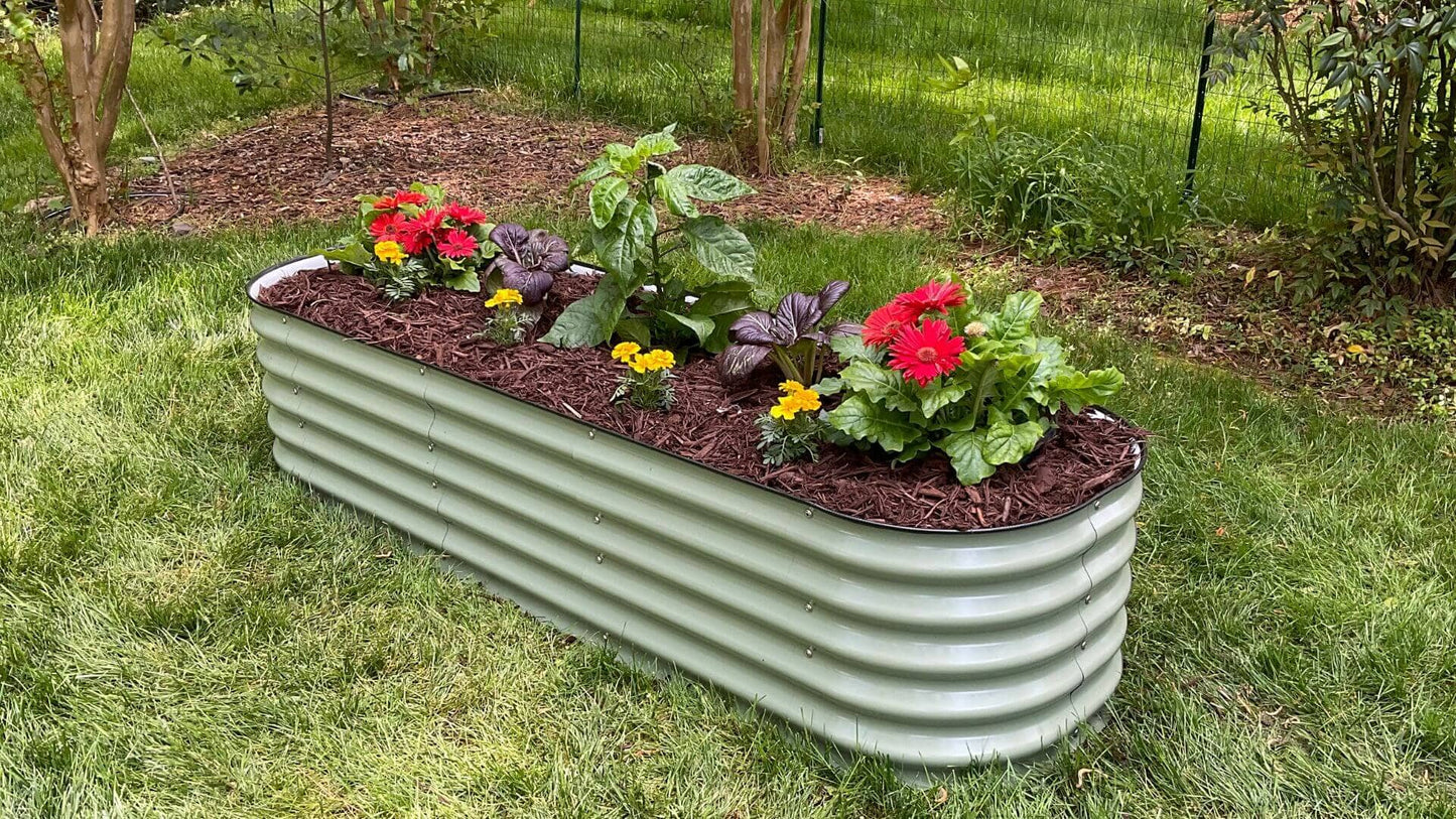 VegHerb's 6-in-1 Metal Raised Garden Bed (17" Height) Gardening VegHerb Sea Green 