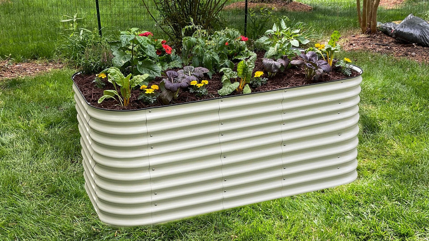 VegHerb's 9-in-1 Metal Raised Garden Bed (32" Height) Gardening VegHerb Ivory White 
