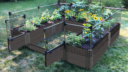 Walk-In 'Alamo' 8' x 8' Animal Barrier Raised Garden Bed - 2" Profile Raised Garden Beds Frame It All Weathered Wood 2 Inch 3 Levels = 16.5 Inches 2 Foot