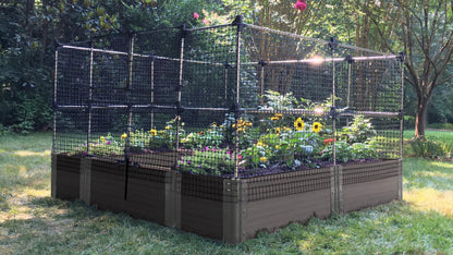 Walk-In 'Alamo' 8' x 8' Animal Barrier Raised Garden Bed - 2" Profile Raised Garden Beds Frame It All Weathered Wood 2 Inch 3 Levels = 16.5 Inches 4 Foot