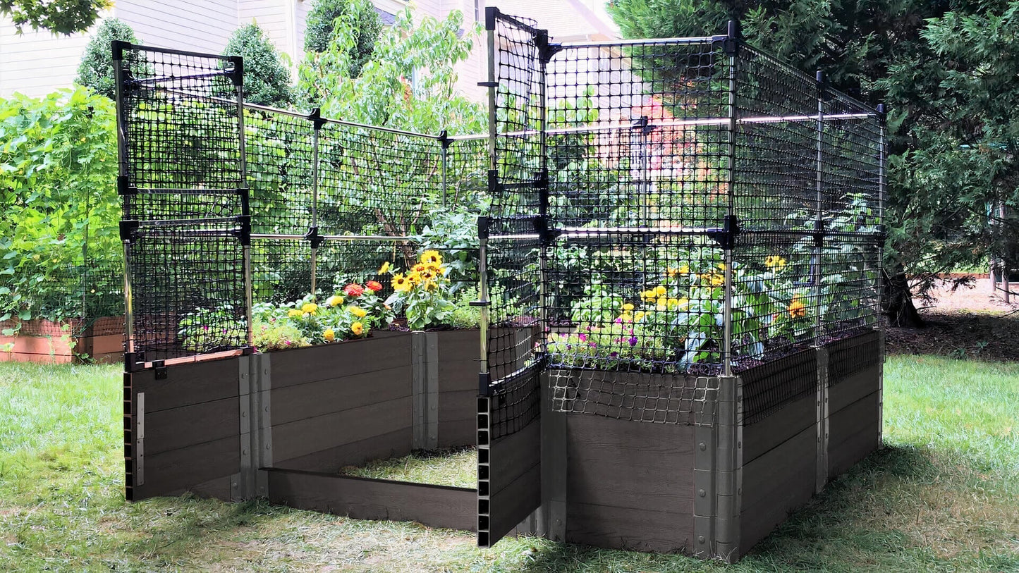 Walk-In 'Topolski' 8' x 8' Animal Barrier Raised Garden Bed - 2" Profile Raised Garden Beds Frame It All Weathered Wood 2 Inch 4 Levels = 22 Inches 4 Foot