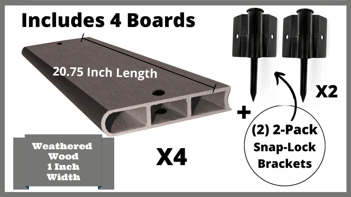Weathered Wood 2' Snap-Lock Ready 1" Profile Composite Straight Boards w/ Bracket Packs (4 Board Pack) Parts Frame It All 