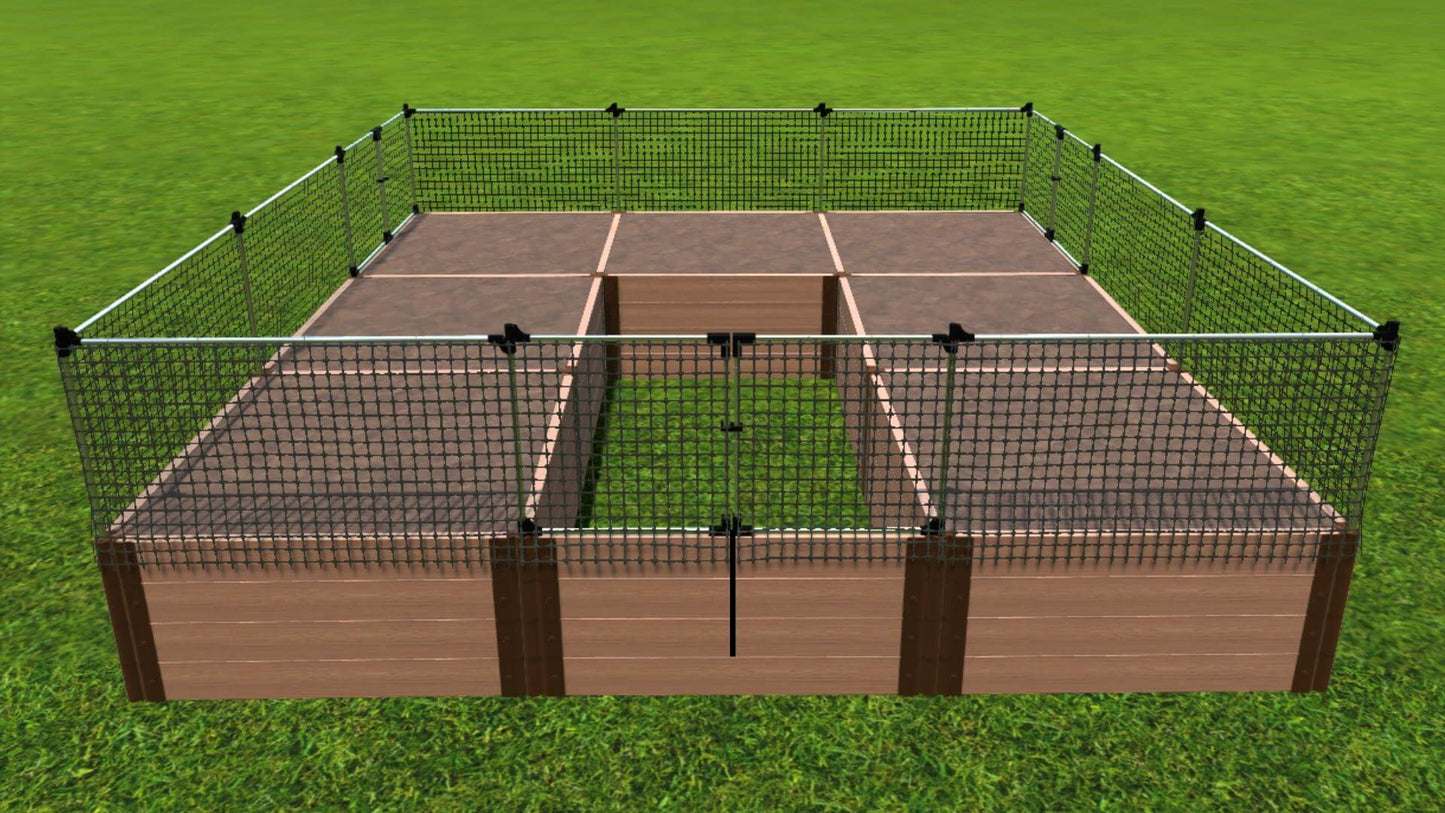 z-Walk-In Classic Sienna 2" Profile 'Jumbo' 12' x 12' Animal Barrier Raised Garden Bed Raised Garden Beds Frame It All 4 Levels = 22 Inches 2 Foot None